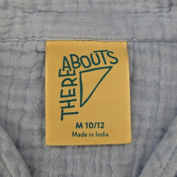 There Abouts Blue Crop Button Short Sleeve Top - Picture 5 of 6